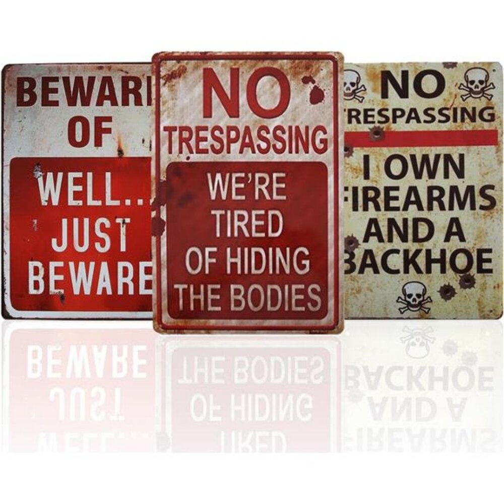 3 PCS Retro Halloween Decor Indoor&Outdoor Warning Signs No Trespassing